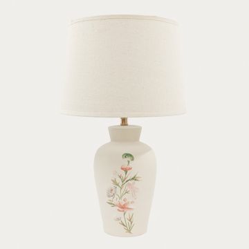 Lampa de masa Plafo, Homla, 28x47 cm, 60W, 1x E27, ceramica, bumbac, alb