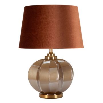 Lampa de masa Prague -H, Mauro Ferretti, 1 x E27, 40W, 40.5x57 cm, sticla/fier/textil, maro/auriu Lampa de masa Prague -H, Mauro Ferretti, 1 x E27, 40W, 40.5x57 cm, sticla/fier/textil, maro/auriu