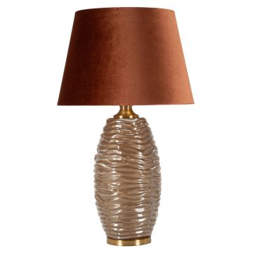 Lampa de masa Prague -W, Mauro Ferretti,  1 x E27, 40W, 45.5x79 cm, sticla/fier/textil, maro/auriu