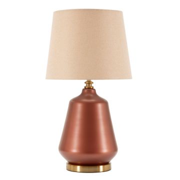 Lampa de masa Rosenthal -C, Mauro Ferretti,  1 x E27, 40W, 35.5x65 cm, sticla/fier/textil, maro/auriu