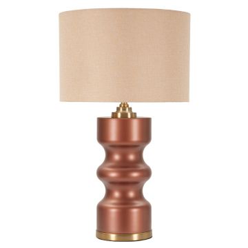 Lampa de masa Rosenthal -H, Mauro Ferretti,  1 x E27, 40W, 40.5x69.5 cm, sticla/fier/textil, maro/auriu