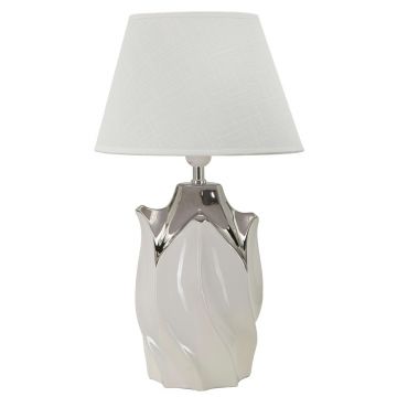 Lampa de masa Shiney, Mauro Ferretti, 1 x E27, 40W, 30x51 cm, ceramica/fier, alb/argintiu