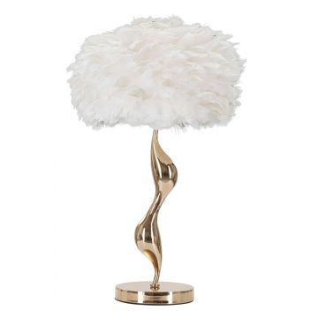 Lampa de masa Slim, Mauro Ferretti, 1 x E27, 40W, 40x63 cm, fier/textil, auriu/alb