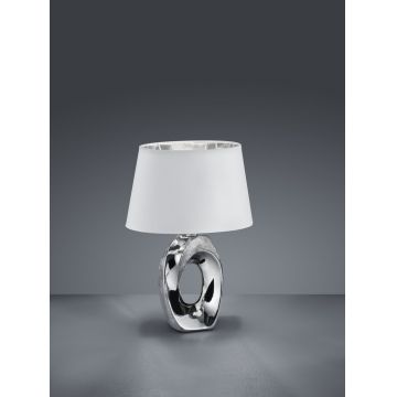 Lampa de masa Taba, RL, 23x16x33 cm, 40W, 1x E14, ceramica, argintiu/alb