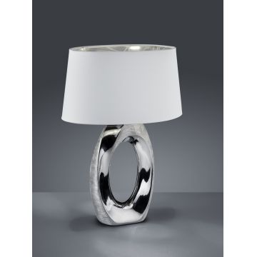 Lampa de masa Taba, RL, 38x24x52 cm, 60W, 1x E27, ceramica, argintiu/alb
