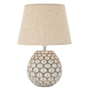 Lampa de masa Tibet, Mauro Ferretti,  1 x E27, 40W, 35x52 cm, polirasina/fier/textil, alb antic