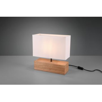 Lampa de masa Woody, RL, 30x12x30.5 cm, 60W, 1x E27, lemn/textil, alb/natur