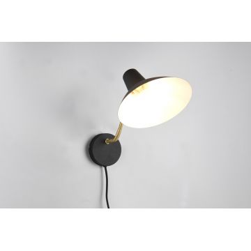 Lampa de perete Traveller, TRIO, 32.7x21 cm, 10W, 1x E27, metal, negru/auriu