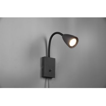 Lampa de perete Wanda, TRIO, 8.5x22x23.5 cm, 10W, 1x GU10, metal, negru mat
