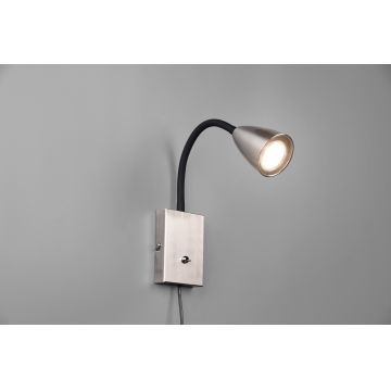 Lampa de perete Wanda, TRIO, 8.5x22x23.5 cm, 10W, 1x GU10, metal, nichel mat/negru