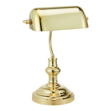 Veioză alămie cu abajur din sticlă (înălțime 42 cm) Bankers – Markslöjd