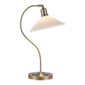 Veioză albă/alămie cu abajur din sticlă (înălțime 49 cm) Vela – Markslöjd
