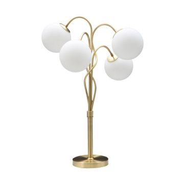 Veioză albă/aurie cu abajur din sticlă (înălțime 74 cm) Glamy – Mauro Ferretti