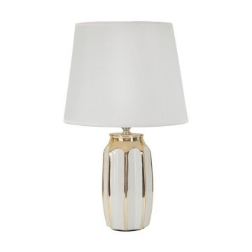 Veioză albă/aurie din ceramică cu abajur textil (înălțime 40,5 cm) Cassy – Mauro Ferretti