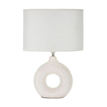 Veioză albă din ceramică cu abajur textil (înălțime 43 cm) Seta – Mauro Ferretti