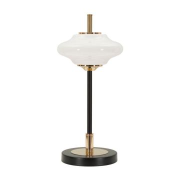 Veioză albă/neagră cu abajur din sticlă (înălțime 46 cm) Vintage – Mauro Ferretti