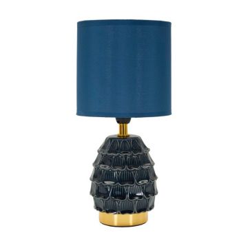 Veioză albastră din ceramică cu abajur textil (înălțime 30,5 cm) Pigny – Mauro Ferretti