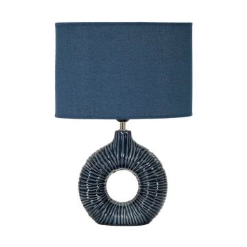 Veioză albastră din ceramică cu abajur textil (înălțime 43 cm) Seta – Mauro Ferretti