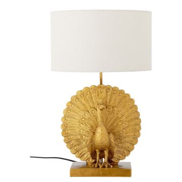 Veioză aurie cu abajur textil (înălțime 58,5 cm) Peacock – Bloomingville