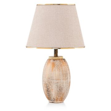 Veioză crem-aurie cu abajur textil (înălțime 50 cm) Yakamoz – Opviq lights