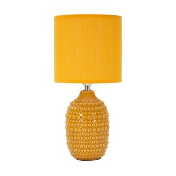 Veioză galben-muștar din ceramică cu abajur textil (înălțime 30,5 cm) Points – Mauro Ferretti