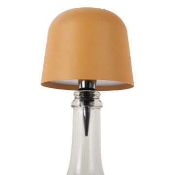 Veioză galben ocru LED sticlă cu abajur din metal (înălțime 13 cm) Cone Hat LED – Leitmotiv