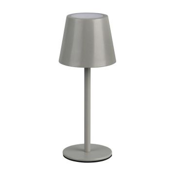 Veioză gri LED cu abajur din metal (înălțime 21 cm) Diaz – Trio