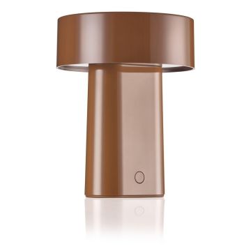 Veioză maro coniac LED din plastic (înălțime 18 cm) Oblong – Zone