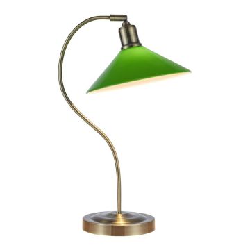 Veioză verde/alămie cu abajur din sticlă (înălțime 49 cm) Vela – Markslöjd