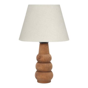 Lampa de Masa Cabini lemn de fag si tesatura, crem, 22x22x30 cm - Bej