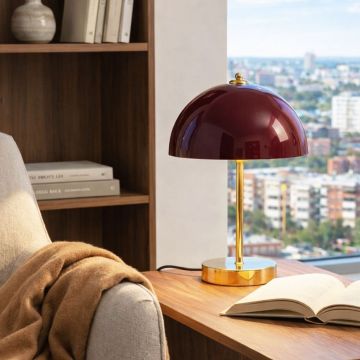 Lampa de masa, L'essentiel Maison, 780SGN4849, Roșu de cramă / Auriu