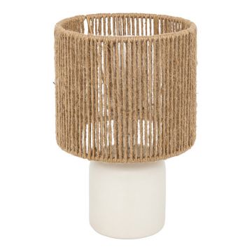 Lampa de masa Leyda, Ceramica, Alb-Natural, 16x24 cm - Alb