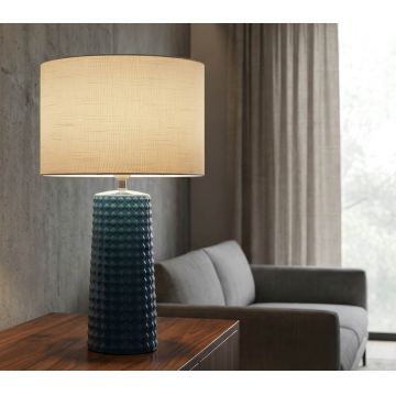 Lampa de masa, Mauro Ferretti, Gliss, 1 x E27, 40W, 30x52 cm, ceramica, albastru/alb