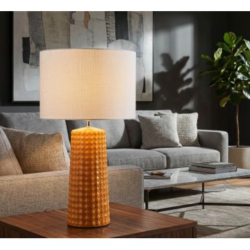 Lampa de masa, Mauro Ferretti, Gliss, 1 x E27, 40W, 30x52 cm, ceramica, galben mustar/alb