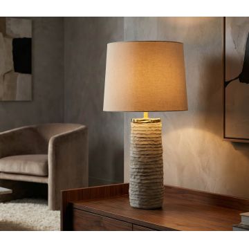 Lampa de masa, Mauro Ferretti, Lima, 1 x E27, 40W, 37x73 cm, ceramica, gri/auriu