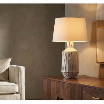 Lampa de masa, Mauro Ferretti, Tangeri, 1 x E27, 40W, 45x73 cm, ceramica, alb/auriu