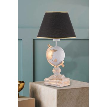 Lampa de masa, Opviq, 390FLH2248, Alb / Negru / Auriu