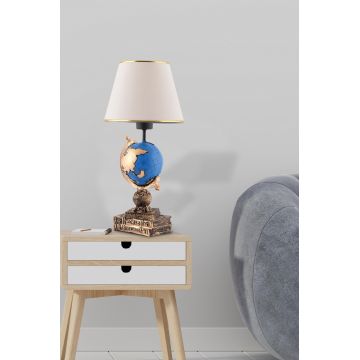 Lampa de masa, Opviq, 390FLH2251, Negru / Alb / Auriu