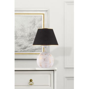 Lampa de masa, Opviq, 390FLH2252, Negru / Alb / Auriu