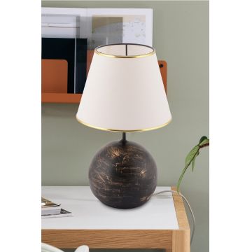 Lampa de masa, Opviq, 390FLH2255, Negru / Alb / Auriu