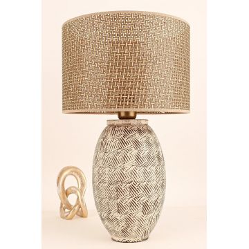 Lampa de masa, Opviq, 687HMY2351, Maro / Crem / Stejar