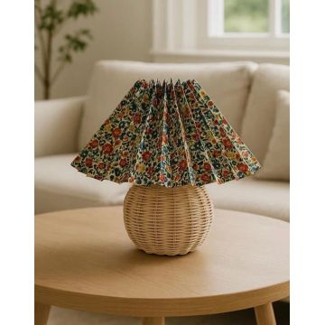 Lampa de masa, Opviq, 751ARL1134, Metal acoperit cu lemn, Multicolor / Bej