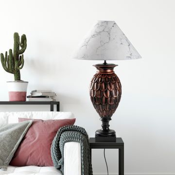 Lampa de masa, Opviq, 897TNL1107, Maro/Alb
