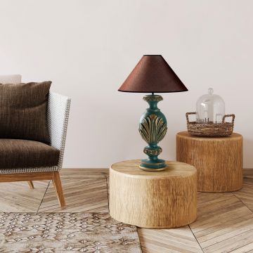 Lampa de masa, Opviq, 897TNL1113, Verde/Maro