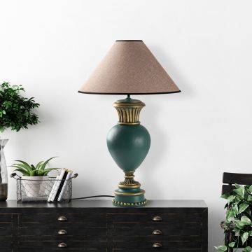 Lampa de masa, Opviq, 897TNL1119, Verde / Maro deschis