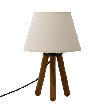 Lampa de masa PWL-1071 alb murdar-nuc, D22x32 cm - Bej