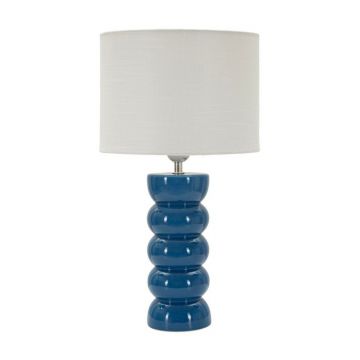 Veioză albă/albastră din ceramică cu abajur textil (înălțime 46 cm) Torr – Mauro Ferretti