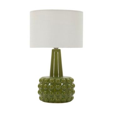 Veioză albă/verde din ceramică cu abajur textil (înălțime 51,5 cm) Gress – Mauro Ferretti