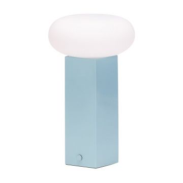 Veioză albastră LED cu intensitate reglabilă din metal cu abajur din sticlă (înălțime 20 cm) Low – Hübsch