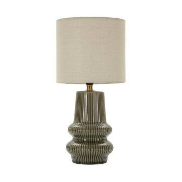 Veioză kaki/crem din ceramică cu abajur textil (înălțime 41,5 cm) Harmony – Mauro Ferretti